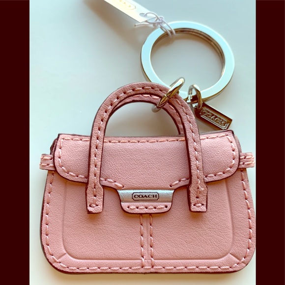 Coach Pink Leather Handbag Key Fob Keychain NWT - Picture 1 of 5